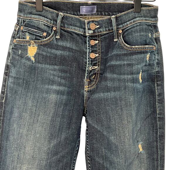 Mother The Pixie Dropout Button Fly Denim Jeans Distressed Size 24 Edgy Grunge - Picture 3 of 16